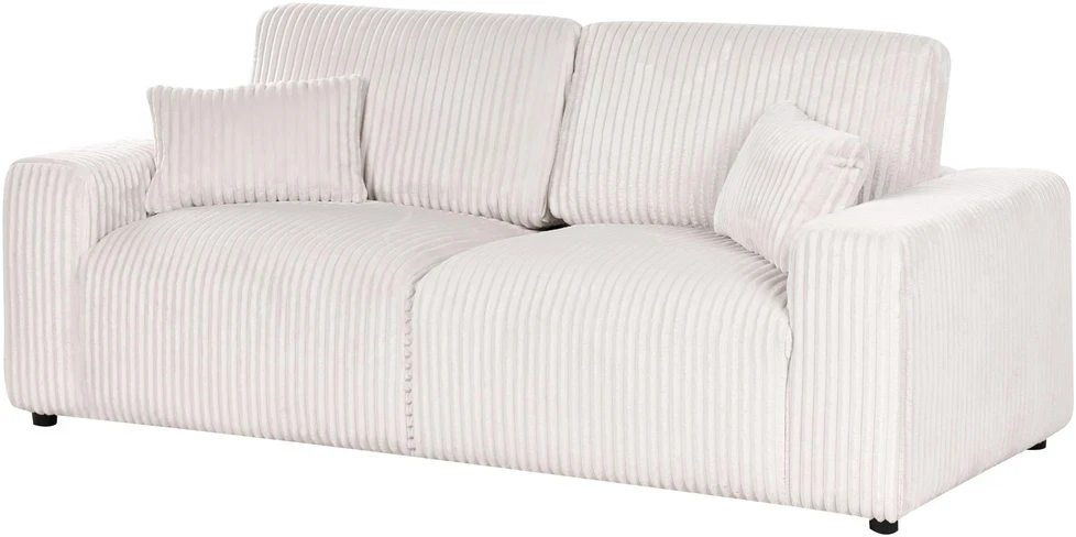 Beliani Trivietė sofa SANDORA iš velveto audinio, kreminė balta