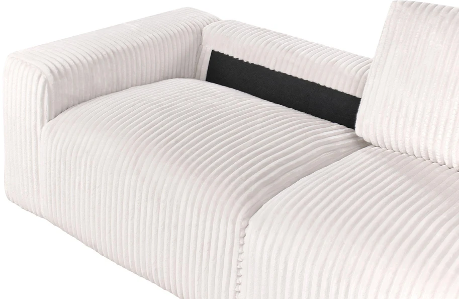 Beliani Trivietė sofa SANDORA iš velveto audinio, kreminė balta