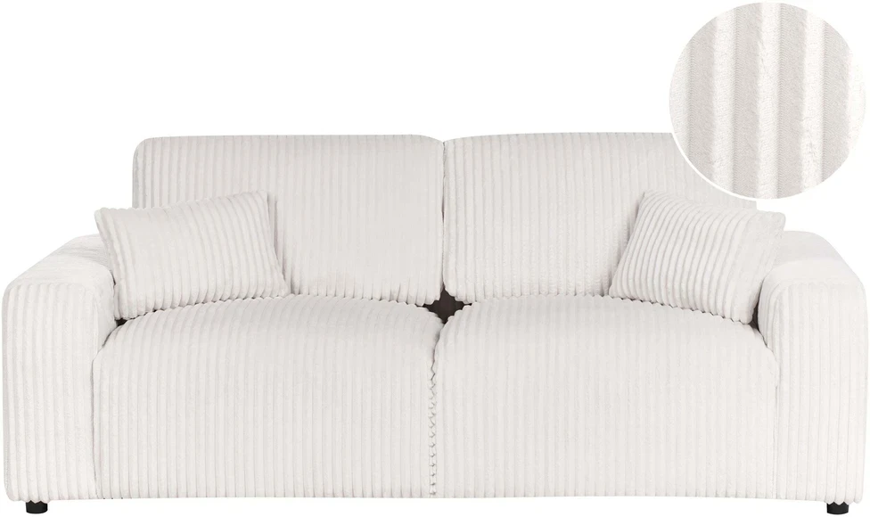 Beliani Trivietė sofa SANDORA iš velveto audinio, kreminė balta