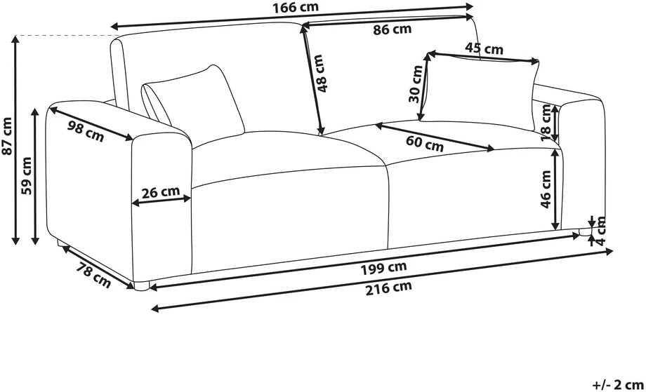 Beliani Trivietė sofa SANDORA iš velveto audinio, kreminė balta