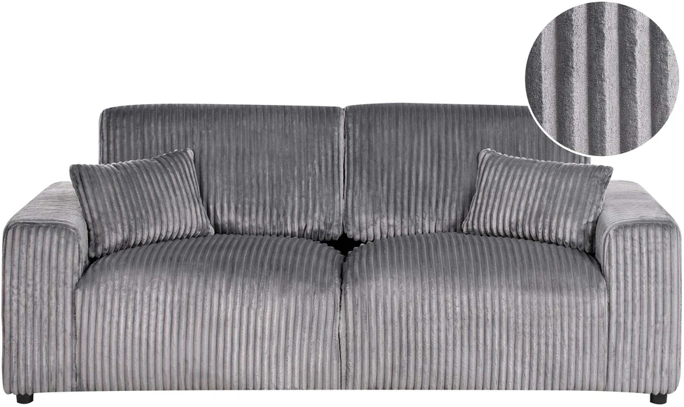 Beliani Trivietė sofa SANDORA, velvetinis audinys, pilka