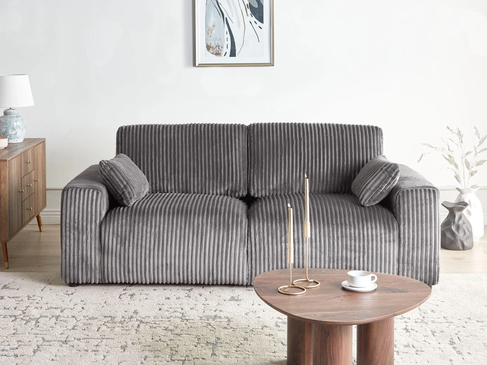 Beliani Trivietė sofa SANDORA, velvetinis audinys, pilka