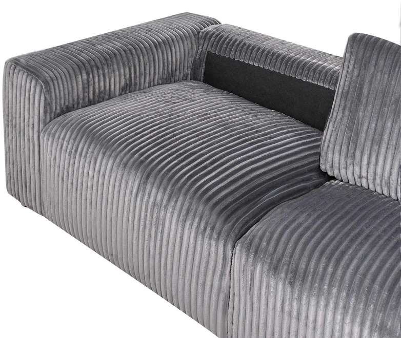 Beliani Trivietė sofa SANDORA, velvetinis audinys, pilka