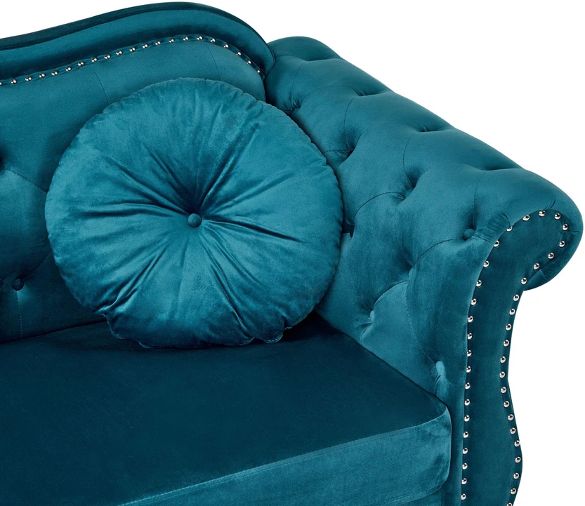 Beliani Trivietė sofa „SKIEN“, žydra veliūrinė