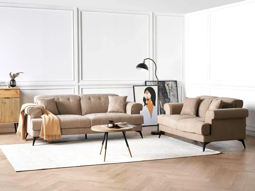 Beliani Trivietė sofa SKIVE šviesiai ruda