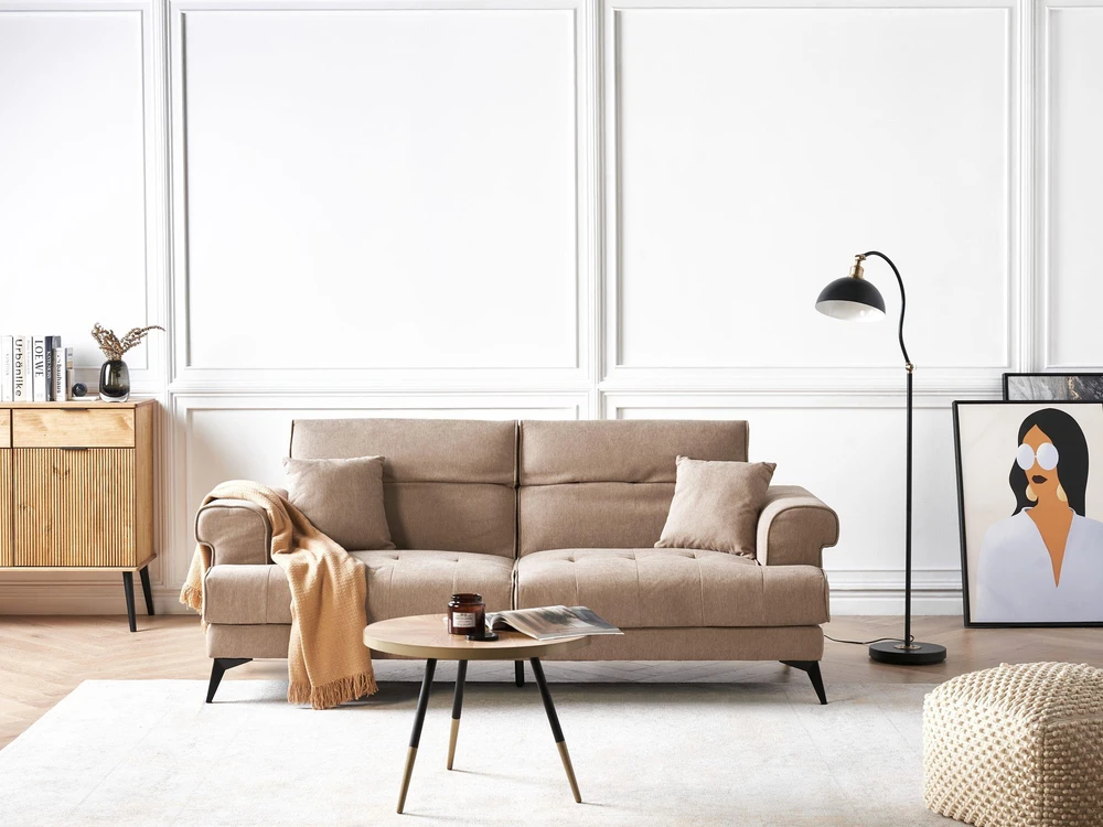 Beliani Trivietė sofa SKIVE šviesiai ruda