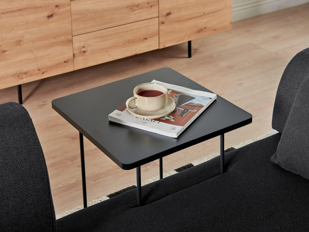 Beliani Trivietė sofa SOKNA juoda su staliukais