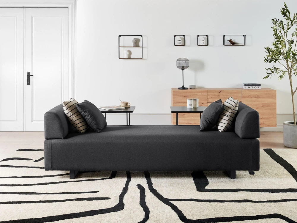 Beliani Trivietė sofa SOKNA juoda su staliukais
