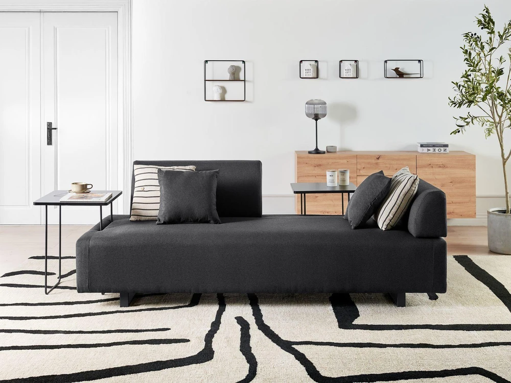 Beliani Trivietė sofa SOKNA juoda su staliukais