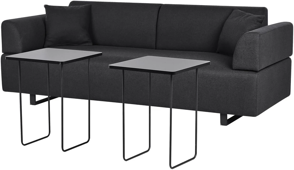 Beliani Trivietė sofa SOKNA juoda su staliukais