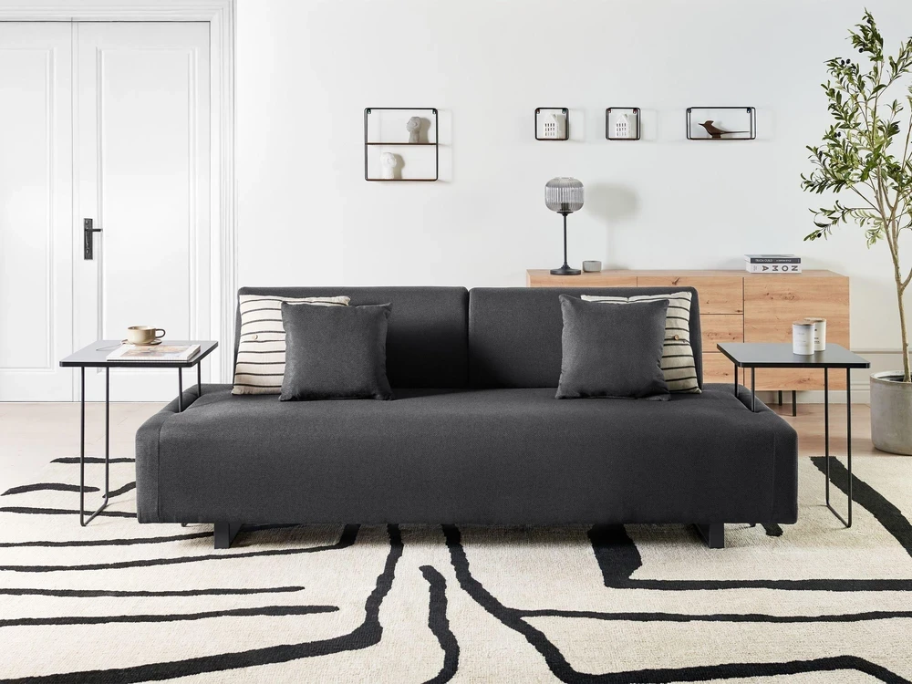Beliani Trivietė sofa SOKNA juoda su staliukais