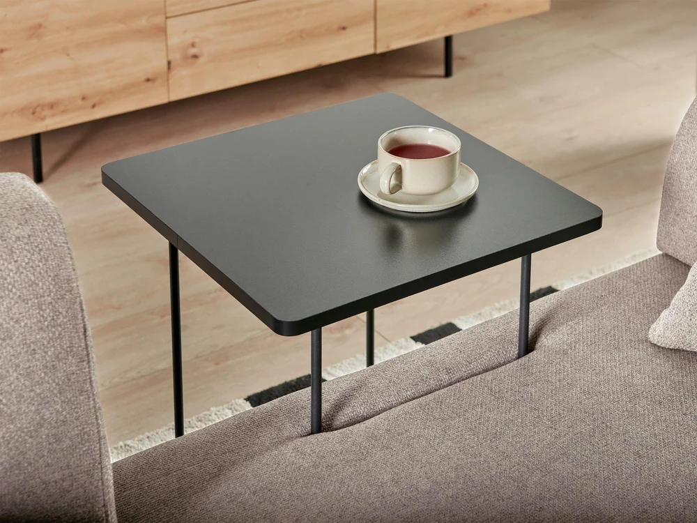 Beliani Trivietė sofa SOKNA smėlio ir pilkšvos spalvos su staliukais