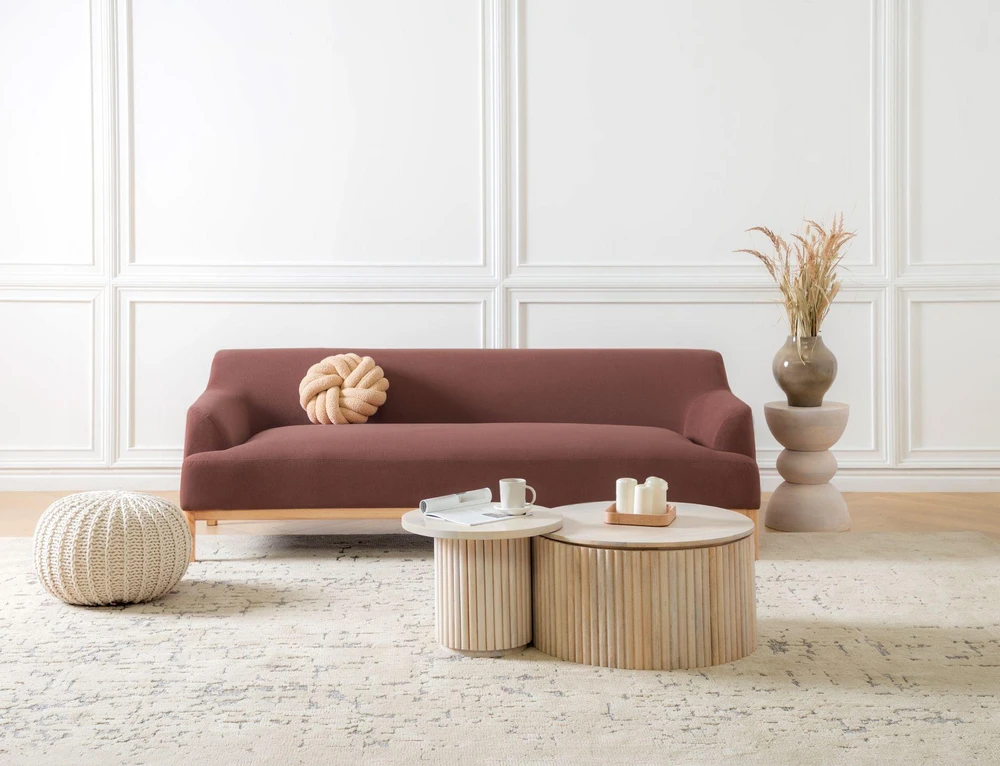 Beliani Trivietė sofa SOSJO burgundiškos spalvos
