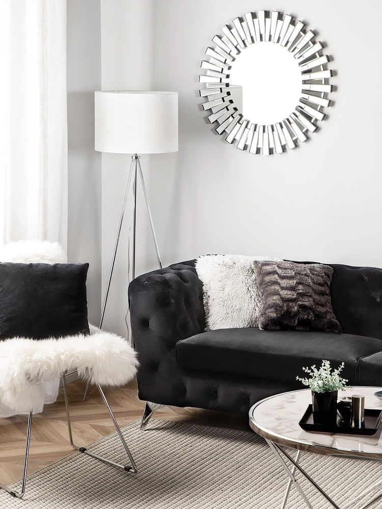 Beliani Trivietė sofa SOTRA aksominė juoda
