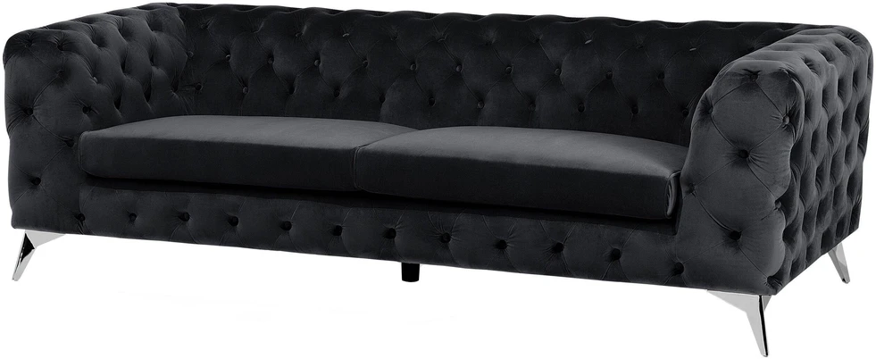 Beliani Trivietė sofa SOTRA aksominė juoda