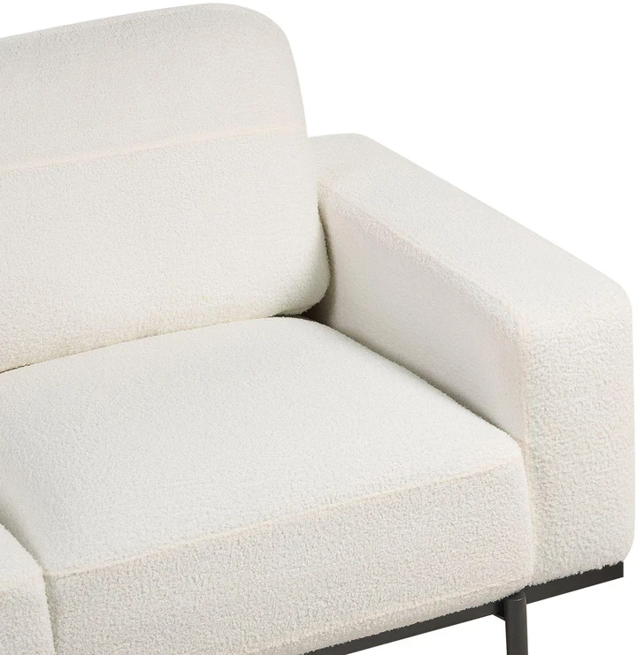 Beliani Trivietė sofa SOVIK, boucle audinys, pieno balta spalva