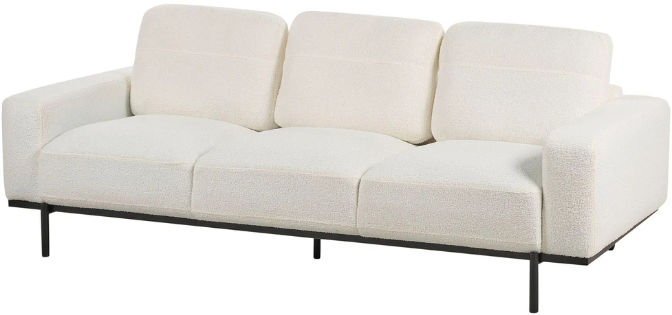 Beliani Trivietė sofa SOVIK, boucle audinys, pieno balta spalva