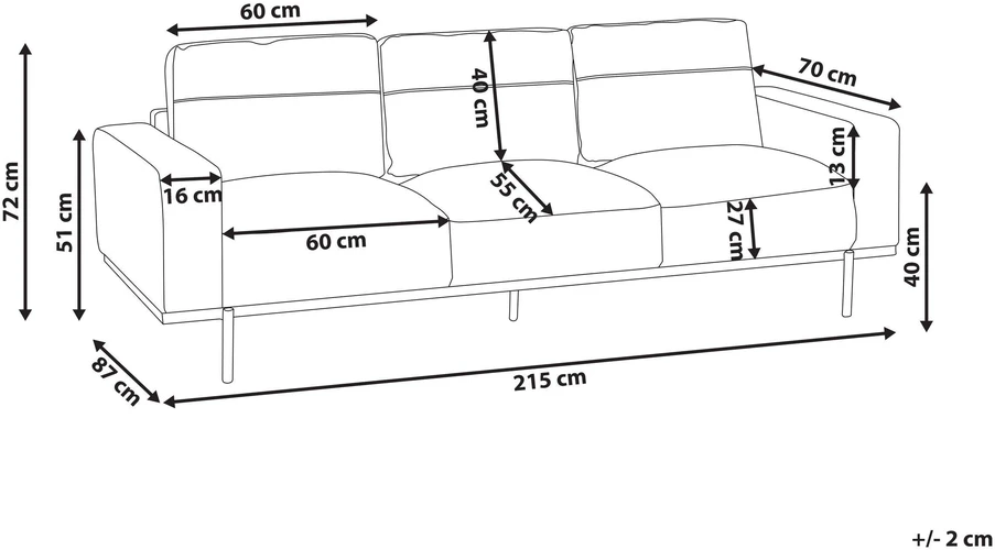 Beliani Trivietė sofa SOVIK, boucle audinys, pieno balta spalva