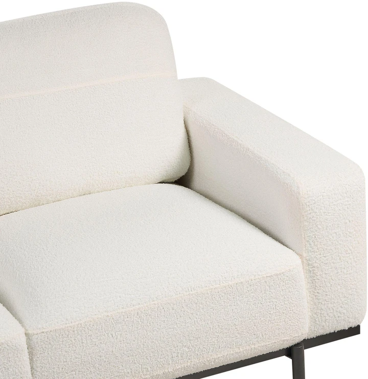 Beliani Trivietė sofa SOVIK, boucle audinys, pieno balta spalva