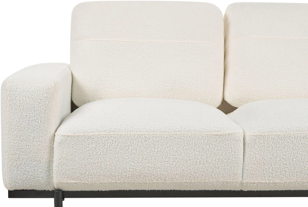 Beliani Trivietė sofa SOVIK, boucle audinys, pieno balta spalva