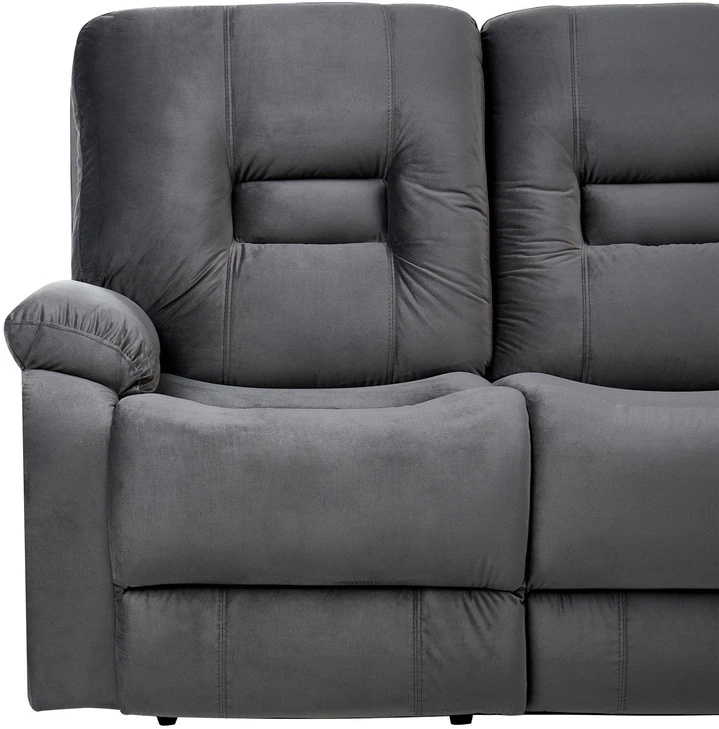 Beliani Trivietė sofa su elektrine relaksacijos funkcija BERGEN Velūras tamsiai pilka
