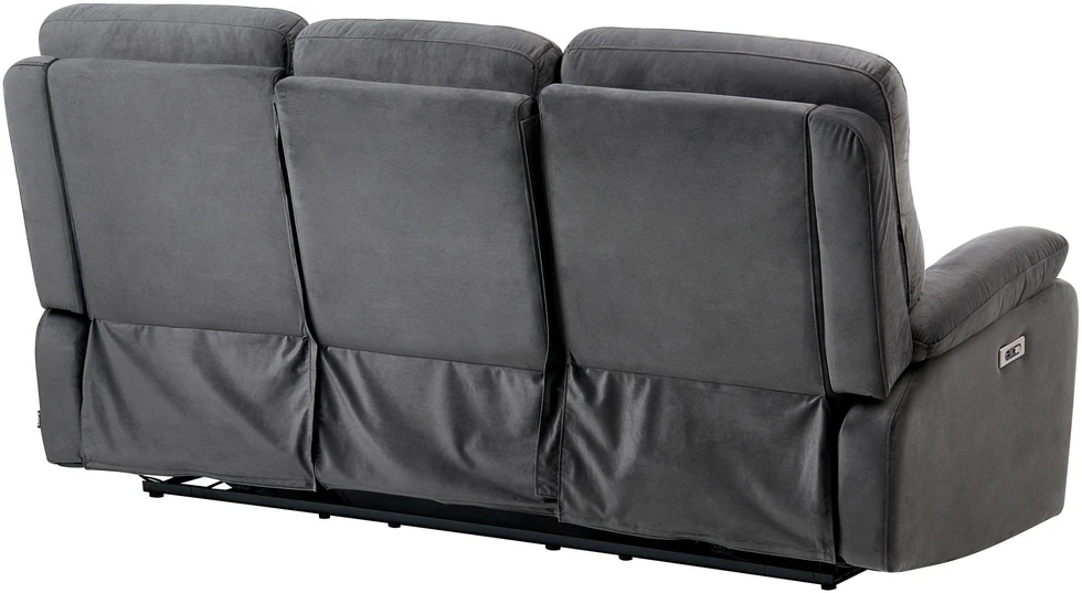 Beliani Trivietė sofa su elektrine relaksacijos funkcija BERGEN Velūras tamsiai pilka