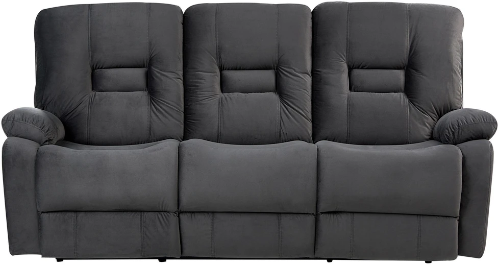 Beliani Trivietė sofa su elektrine relaksacijos funkcija BERGEN Velūras tamsiai pilka