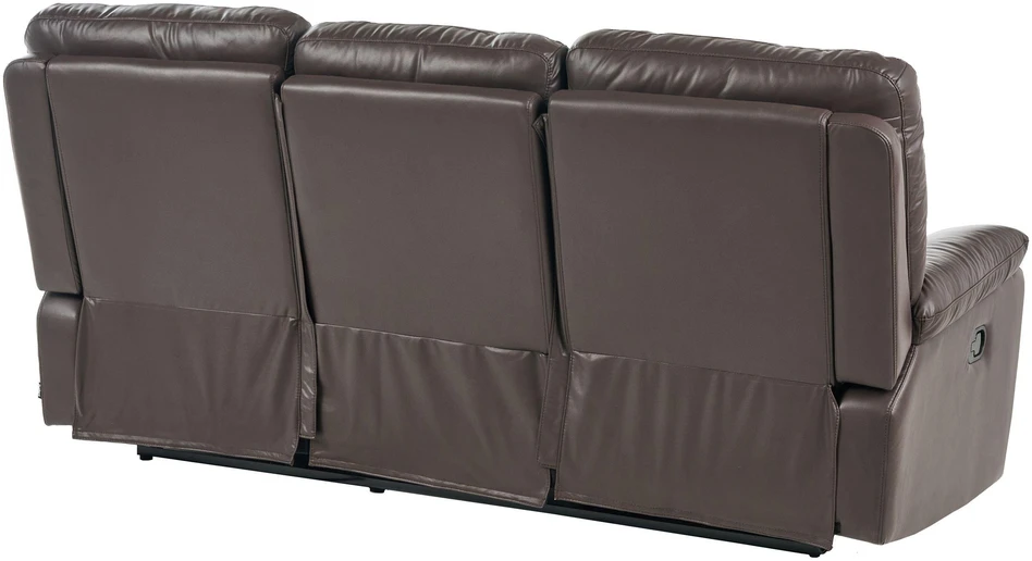 Beliani Trivietė sofa su rankiniu poilsio mechanizmu BERGEN, ekologiška oda, ruda