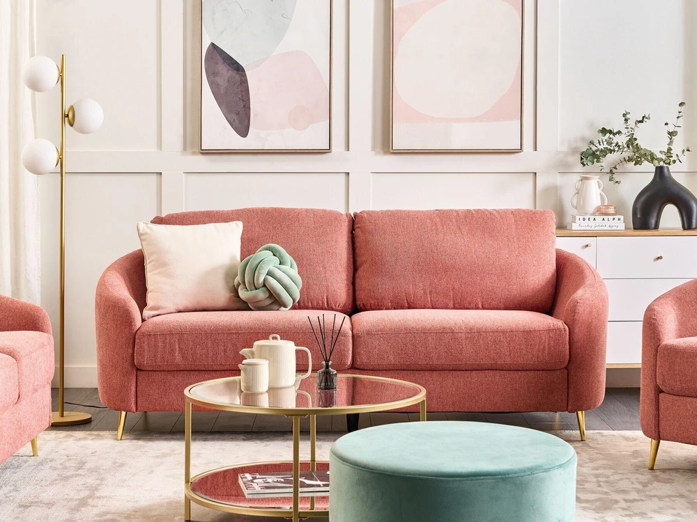 Beliani Trivietė sofa TROSA rožinė