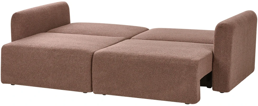 Beliani Trivietė sofa VAXHOLM Boucle ruda su daiktadėže