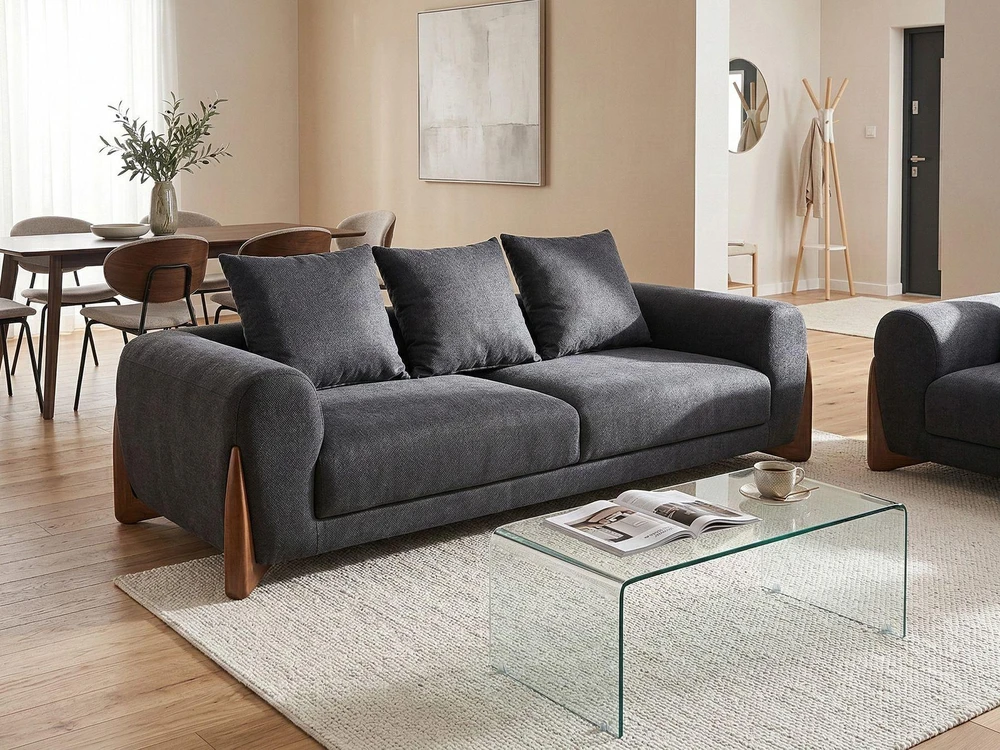Beliani Trivietė sofa VINLIDEN, juoda