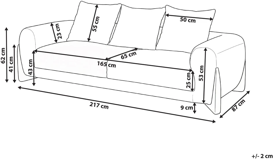 Beliani Trivietė sofa VINLIDEN, rudas „boucle“ audinys
