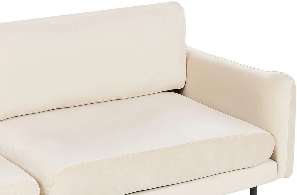 Beliani Trivietė sofa VINTERBRO veliūrinė šviesiai smėlio spalvos