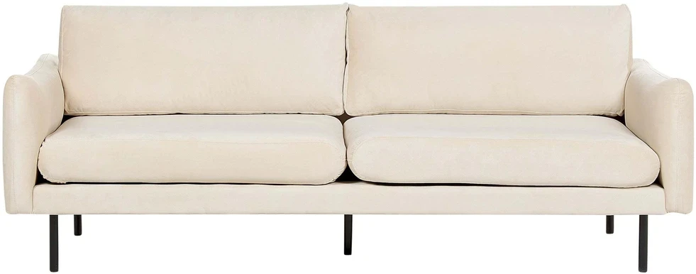 Beliani Trivietė sofa VINTERBRO veliūrinė šviesiai smėlio spalvos
