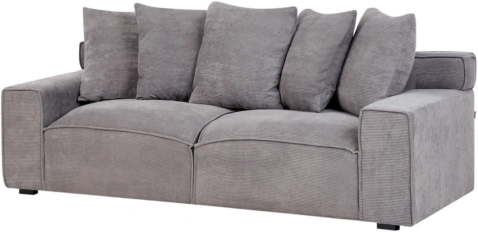 Beliani Trivietė sofa VISKAN, velvetinis audinys, tamsiai pilka
