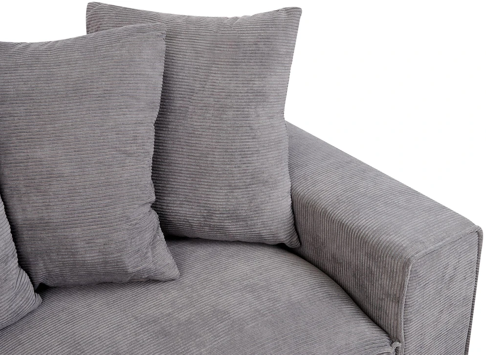 Beliani Trivietė sofa VISKAN, velvetinis audinys, tamsiai pilka