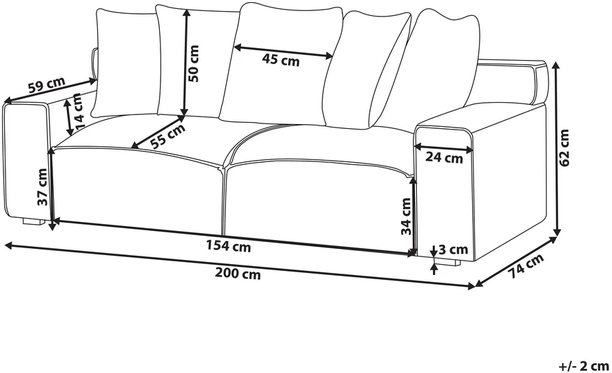 Beliani Trivietė sofa VISKAN, velvetinis audinys, tamsiai pilka