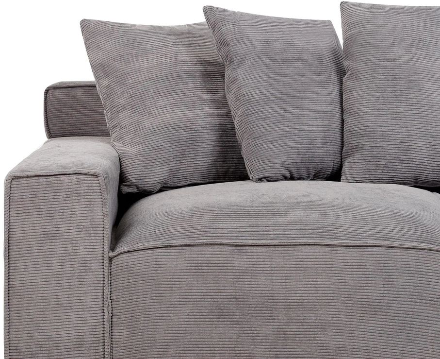 Beliani Trivietė sofa VISKAN, velvetinis audinys, tamsiai pilka