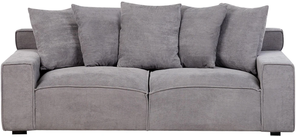 Beliani Trivietė sofa VISKAN, velvetinis audinys, tamsiai pilka