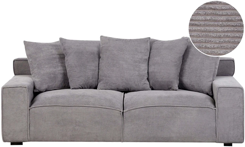 Beliani Trivietė sofa VISKAN, velvetinis audinys, tamsiai pilka