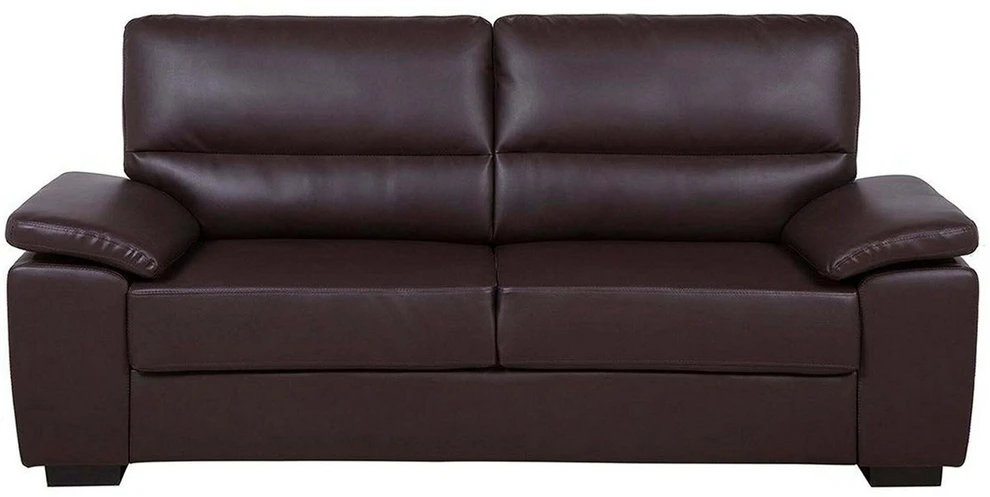 Beliani Trivietė sofa VOGAR dirbtinės odos tamsiai ruda
