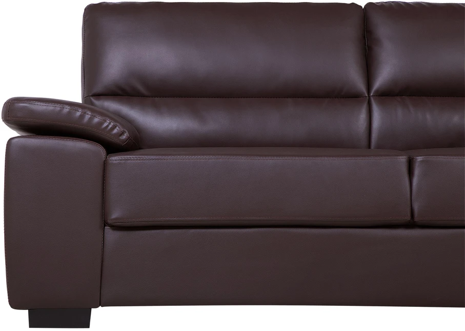 Beliani Trivietė sofa VOGAR dirbtinės odos tamsiai ruda