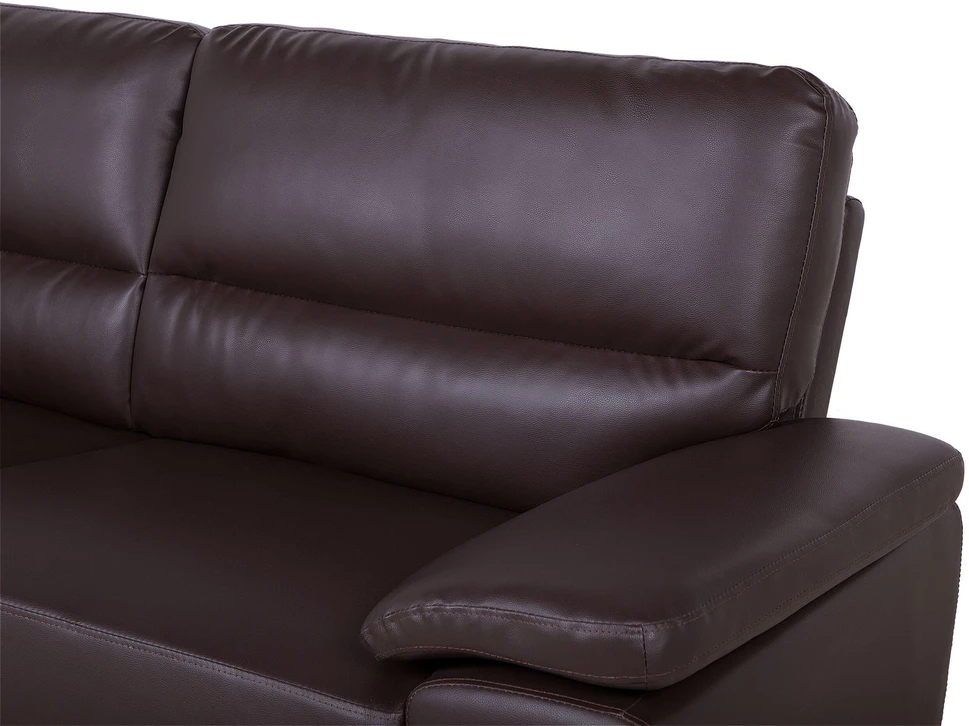 Beliani Trivietė sofa VOGAR dirbtinės odos tamsiai ruda