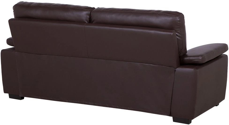 Beliani Trivietė sofa VOGAR dirbtinės odos tamsiai ruda