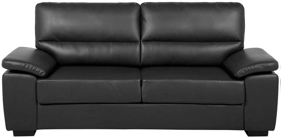 Beliani Trivietė sofa VOGAR iš dirbtinės odos, juoda