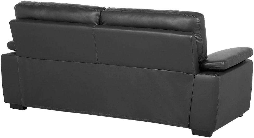 Beliani Trivietė sofa VOGAR iš dirbtinės odos, juoda