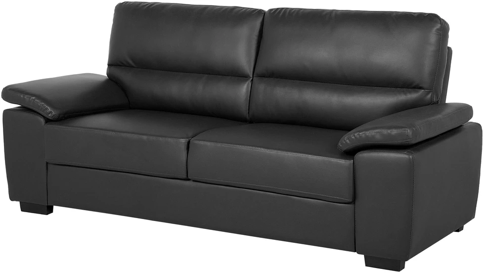 Beliani Trivietė sofa VOGAR iš dirbtinės odos, juoda