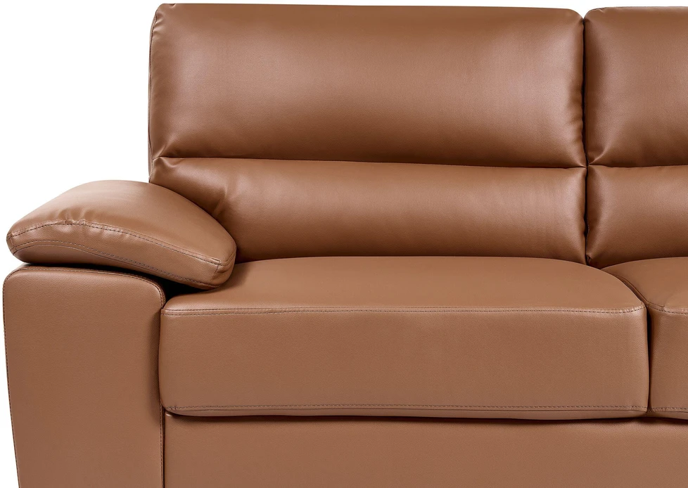 Beliani Trivietė sofa VOGAR iš eko odos, auksinės rudos spalvos