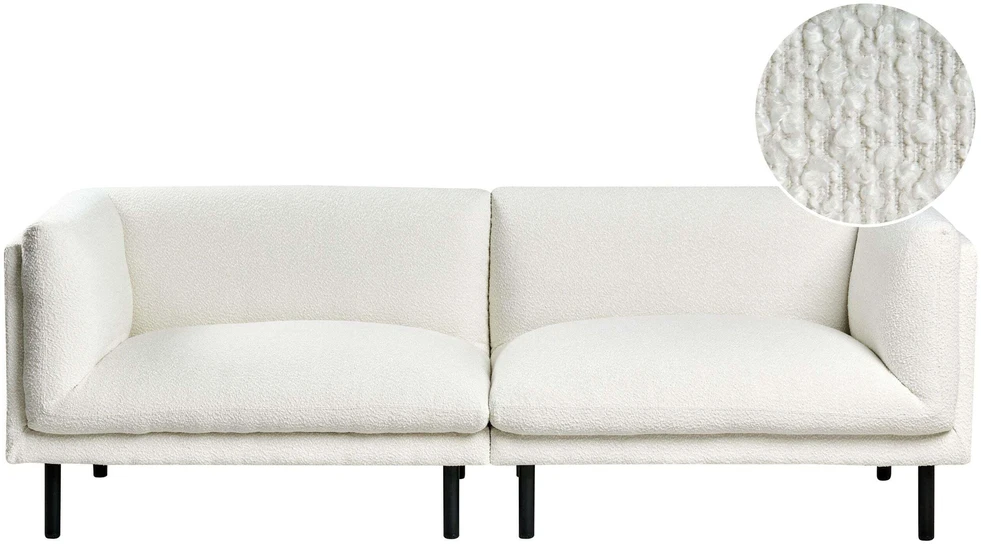 Beliani Trivietė sofa VORGOD Boucle Kreminės spalvos