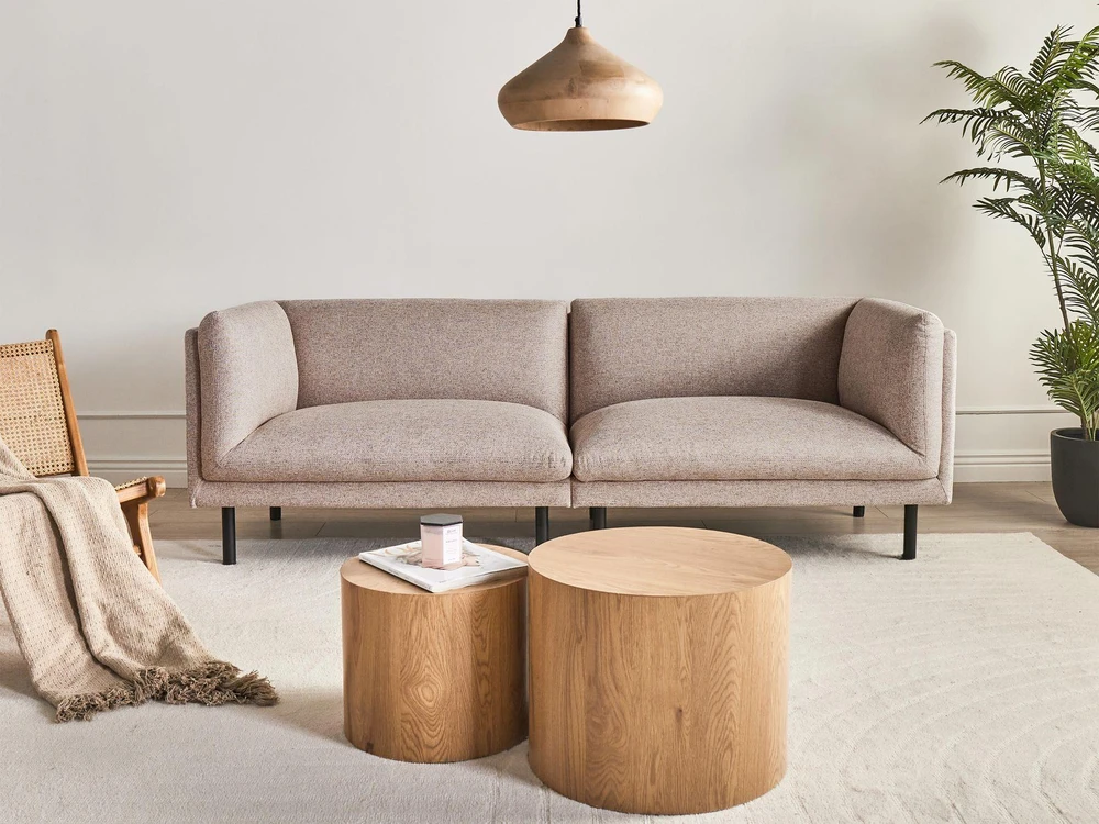 Beliani Trivietė sofa VORGOD šviesiai ruda